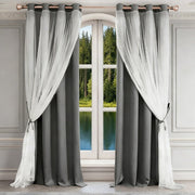 Double Layer Blackout Curtain with Sheer Overlay Grommet Top Window Panel for Bedroom and Kids Room thumbnail 16