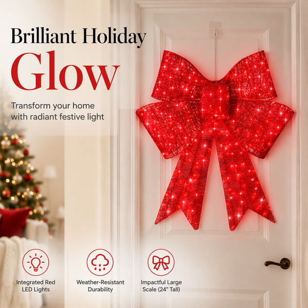 Weatherproof LED Pre-Lit Christmas Bow