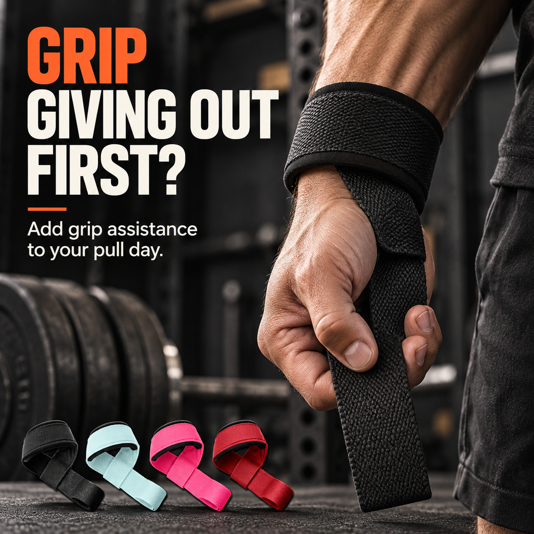 Self-Curling Lifting Straps — Padded Wrist Loops