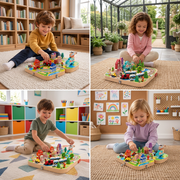 Wooden City Building Blocks & Train Track Travel Set thumbnail 4